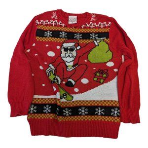 Skateboarding Santa Sweater size small
